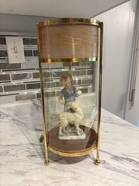 Vintage lamp terrarium style fiberglass plastic brass feet